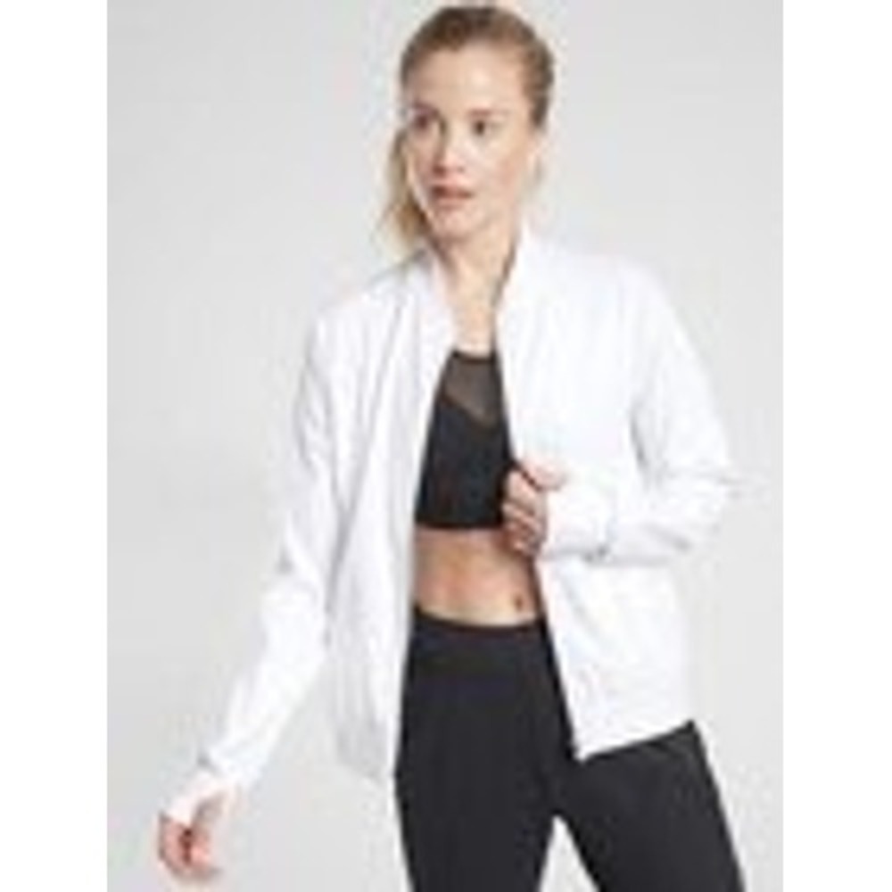 Athleta Bomber Zip Up Jacket Size XS White Reversible Athletic Yoga Running